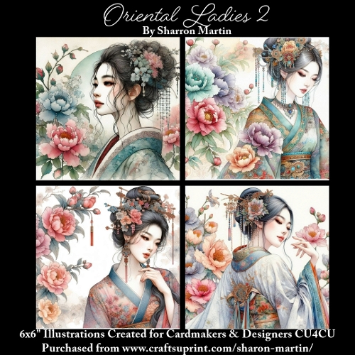 6x6 Oriental Ladies 2 - Illustrations for Cardmakers & Designers