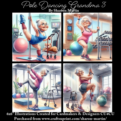 6x6 Pole Dancing Grandma 3 - Illustrations for Cardmakers & Designers