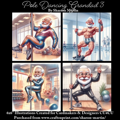 6x6 Pole Dancing Grandad 3 - Illustrations for Cardmakers & Designers