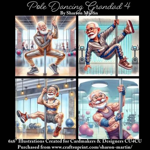 6x6 Pole Dancing Grandad 4 - Illustrations for Cardmakers & Designers