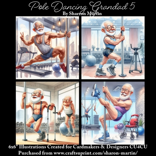6x6 Pole Dancing Grandad 5 - Illustrations for Cardmakers & Designers
