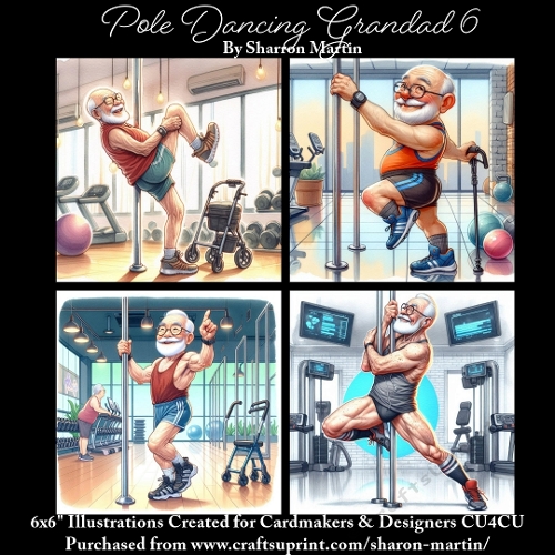 6x6 Pole Dancing Grandad 6 - Illustrations for Cardmakers & Designers