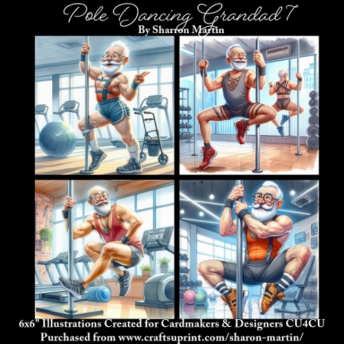 6x6 Pole Dancing Grandad 7 - Illustrations for Cardmakers & Designers