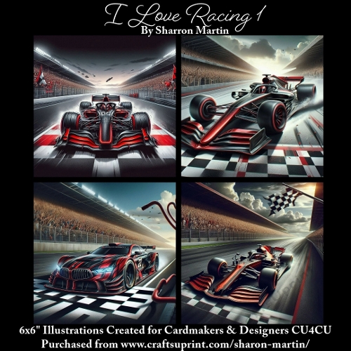 6x6 I Love Racing 1 - Illustrations for Cardmakers & Designers