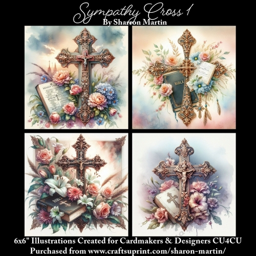6x6 Sympathy Cross 1 - Illustrations for Cardmakers & Designers
