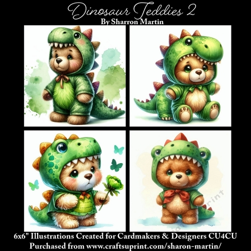 6x6 Dinosaur Teddies 2 - Illustrations for Cardmakers & Designers