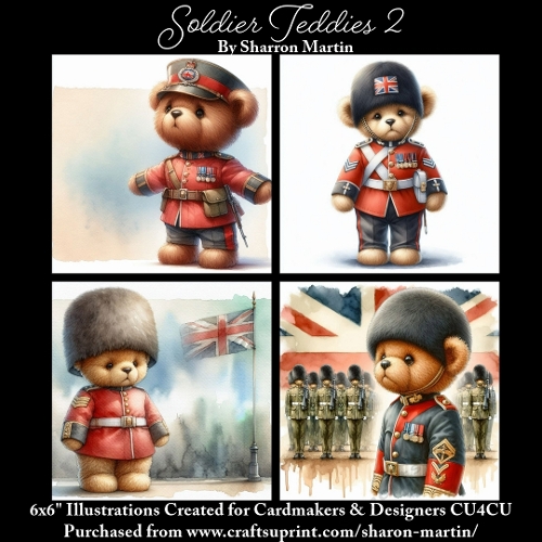 6x6 Soldier Teddies 2 - Illustrations for Cardmakers & Designers