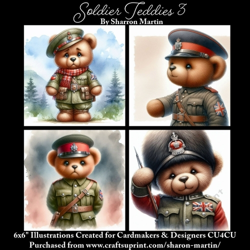 6x6 Soldier Teddies 3 - Illustrations for Cardmakers & Designers