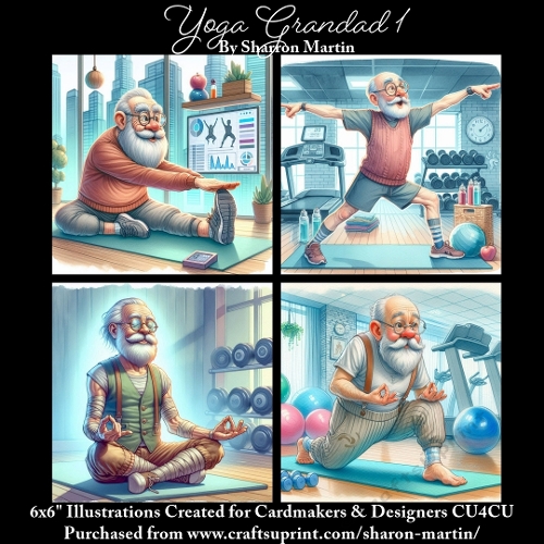 6x6 Yoga Grandad 1 - Illustrations for Cardmakers & Designers
