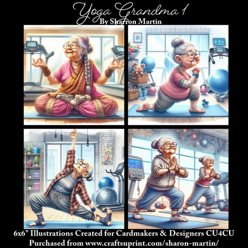 6x6 Yoga Grandma 1 - Illustrations for Cardmakers & Designers