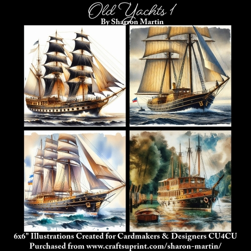 6x6 Old Yachts 1 - Illustrations for Cardmakers & Designers