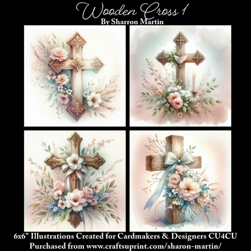 6x6 Wooden Cross 1- Illustrations for Cardmakers & Designers