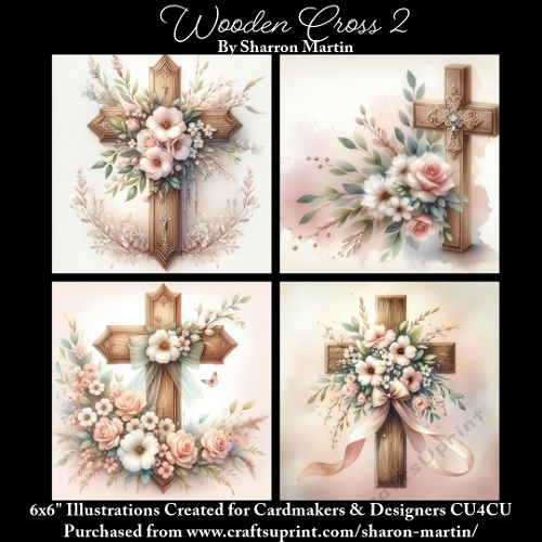 6x6 Wooden Cross 2- Illustrations for Cardmakers & Designers