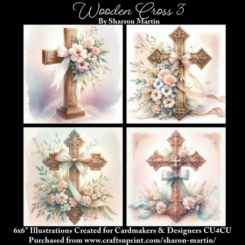 6x6 Wooden Cross 3- Illustrations for Cardmakers & Designers