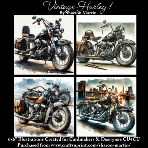 6x6 Vintage Harley 1 - Illustrations for Cardmakers & Designers
