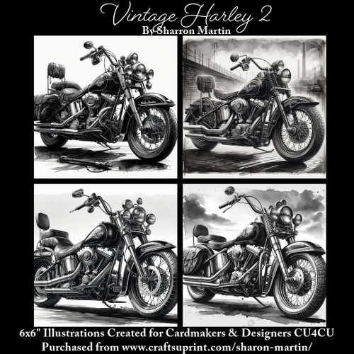 6x6 Vintage Harley 2 - Illustrations for Cardmakers & Designers