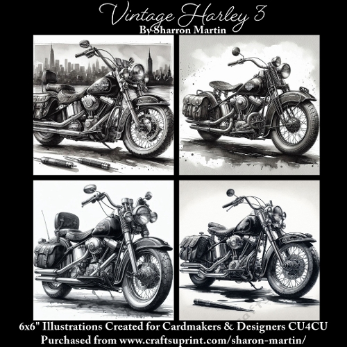 6x6 Vintage Harley 3 - Illustrations for Cardmakers & Designers