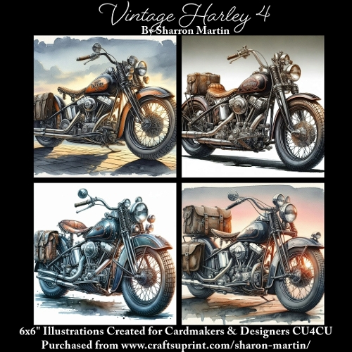6x6 Vintage Harley 4 - Illustrations for Cardmakers & Designers