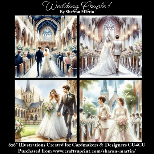6x6 Wedding Couple 1 - Illustrations for Cardmakers & Designers