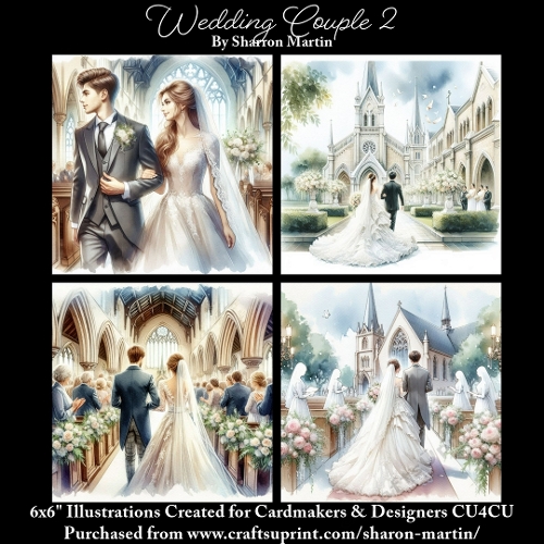 6x6 Wedding Couple 2 - Illustrations for Cardmakers & Designers