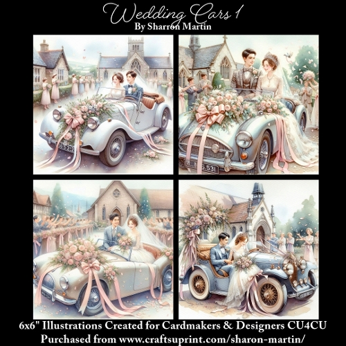 6x6 Wedding Cars 1 - Illustrations for Cardmakers & Designers