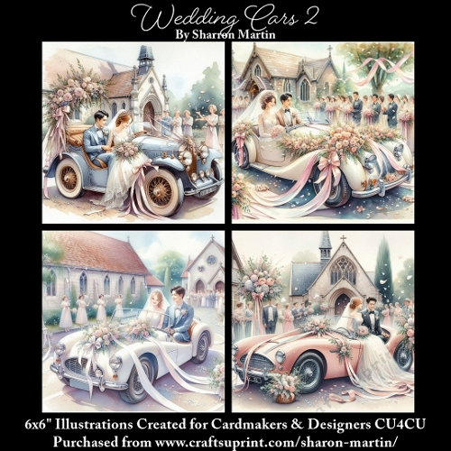 6x6 Wedding Cars 2 - Illustrations for Cardmakers & Designers