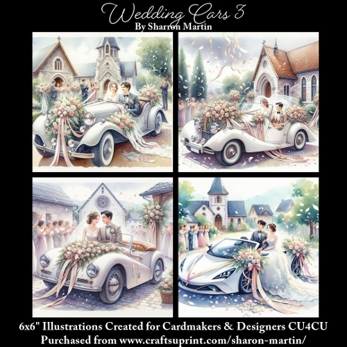 6x6 Wedding Cars 3 - Illustrations for Cardmakers & Designers