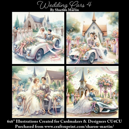 6x6 Wedding Cars 4 - Illustrations for Cardmakers & Designers