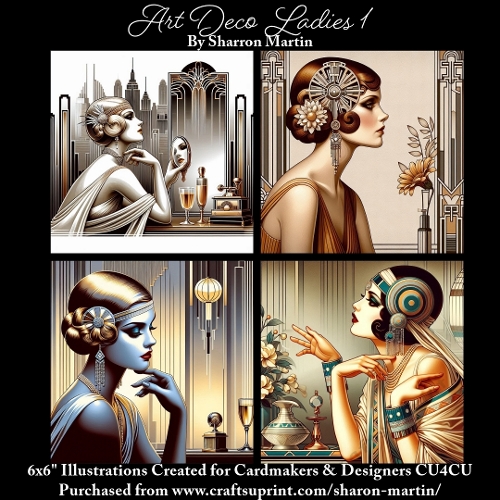 6x6 Art Deco Ladies 1 - Illustrations for Cardmakers & Designers