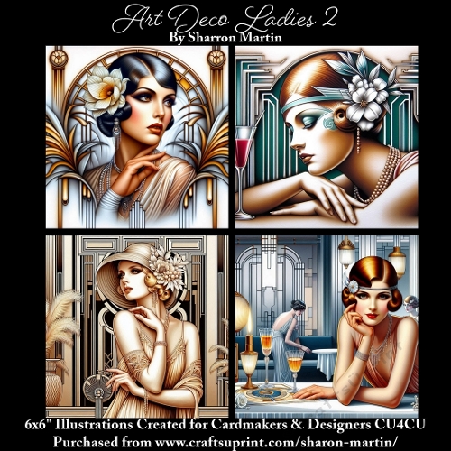 6x6 Art Deco Ladies 2 - Illustrations for Cardmakers & Designers