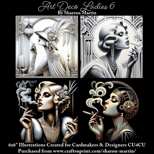 6x6 Art Deco Ladies 6 - Illustrations for Cardmakers & Designers