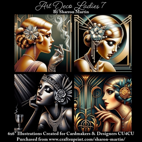 6x6 Art Deco Ladies 7 - Illustrations for Cardmakers & Designers