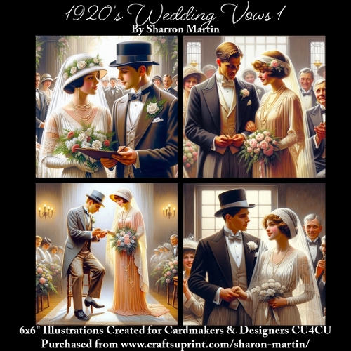 6x6 1920s Wedding Vows 1 - Illustrations for Cardmakers & Designers