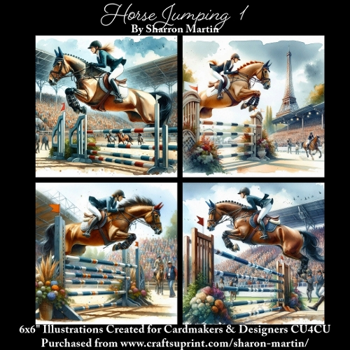 6x6 HOrse Jumping 1 - Illustrations for Cardmakers & Designers