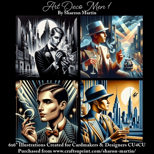 6x6 Art Deco Men 1 - Illustrations for Cardmakers & Designers
