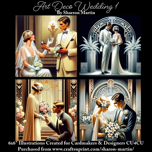 6x6 Art Deco Wedding 1 - Illustrations for Cardmakers & Designers