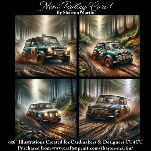 6x6 Mini Ralley Cars 1 - Illustrations for Cardmakers & Designers