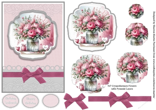 5x7 Crysanthemum Flowers Pyramid Design Sheet 
