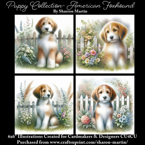 6x6 Puppy Collection - American Foxhound - Illustrations for Cardmaking & Designers