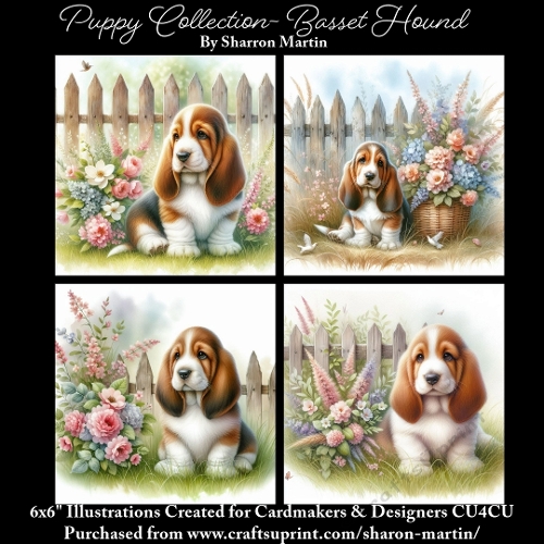 6x6 Puppy Collection - Basset Hound - Illustrations for Cardmaking & Designers