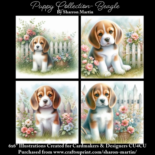 6x6 Puppy Collection - Beagle - Illustrations for Cardmaking & Designers