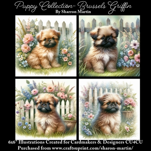 6x6 Puppy Collection - Brussels Griffin - Illustrations for Cardmaking & Designers