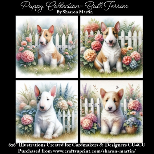 6x6 Puppy Collection - Bull Terrier - Illustrations for Cardmaking & Designers