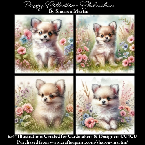 6x6 Puppy Collection - Chihuahua - Illustrations for Cardmaking & Designers