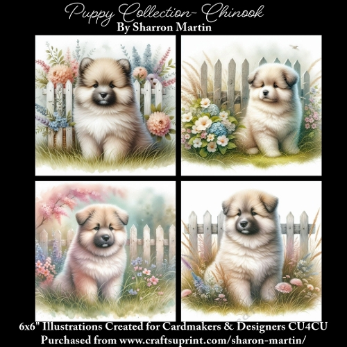 6x6 Puppy Collection - Chinook - Illustrations for Cardmaking & Designers
