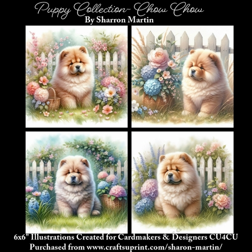 6x6 Puppy Collection - Chow Chow - Illustrations for Cardmaking & Designers