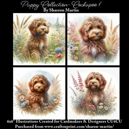 6x6 Puppy Collection - Cockapoo 1 - Illustrations for Cardmaking & Designers