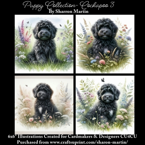 6x6 Puppy Collection - Cockapoo 3 - Illustrations for Cardmaking & Designers