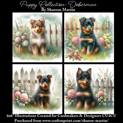 6x6 Puppy Collection - Doberman - Illustrations for Cardmaking & Designers