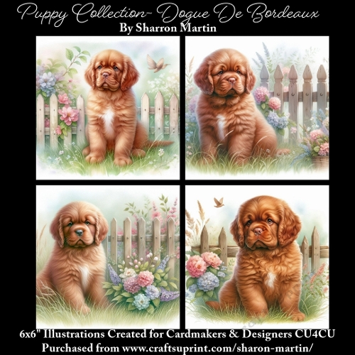 6x6 Puppy Collection - Dogue De Bordeaux - Illustrations for Cardmaking & Designers